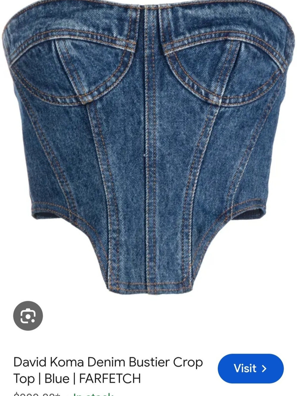 Blue Denim Bustier Crop Top